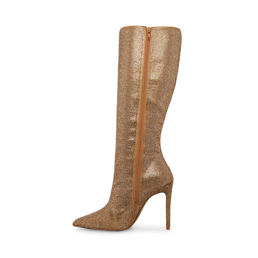 Gold Steve Madden Valinda Women's High Boots | APHSZ4095