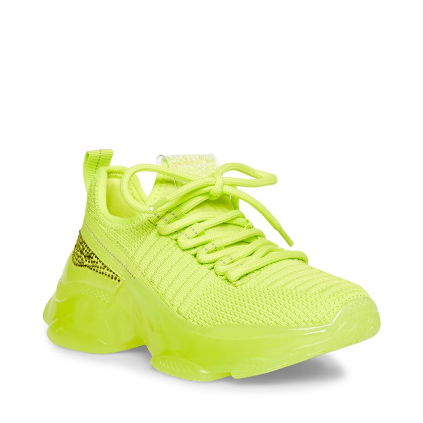 Green Steve Madden Jmaxima Neon Kids' Sneakers | 12PYXR2803