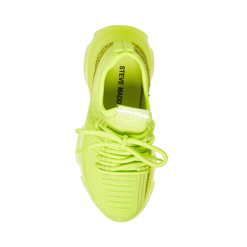 Green Steve Madden Jmaxima Neon Kids' Sneakers | 12PYXR2803