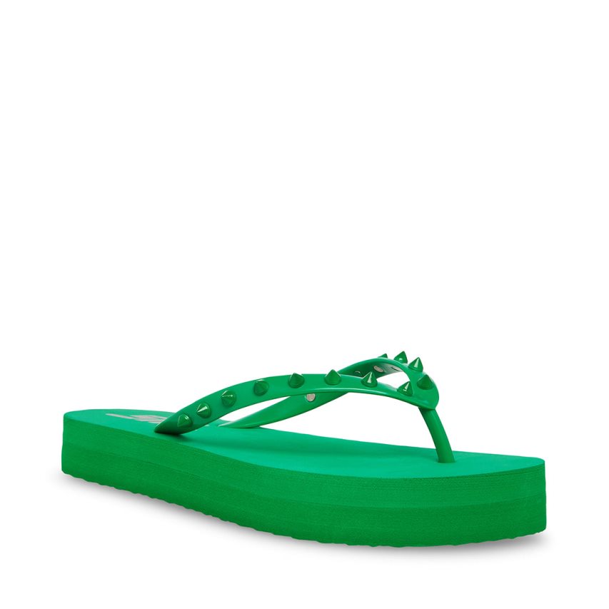 Green Steve Madden Lumi Women's Flip Flops | JS12XG1457