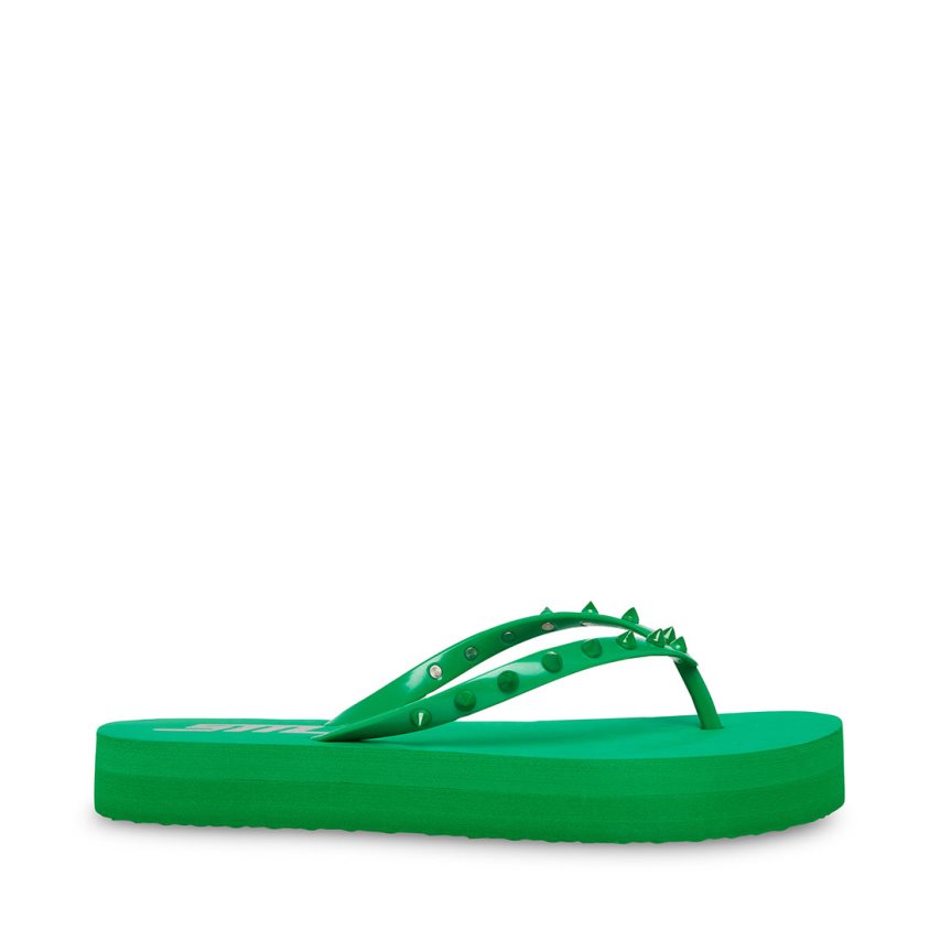 Green Steve Madden Lumi Women\'s Flip Flops | JS12XG1457