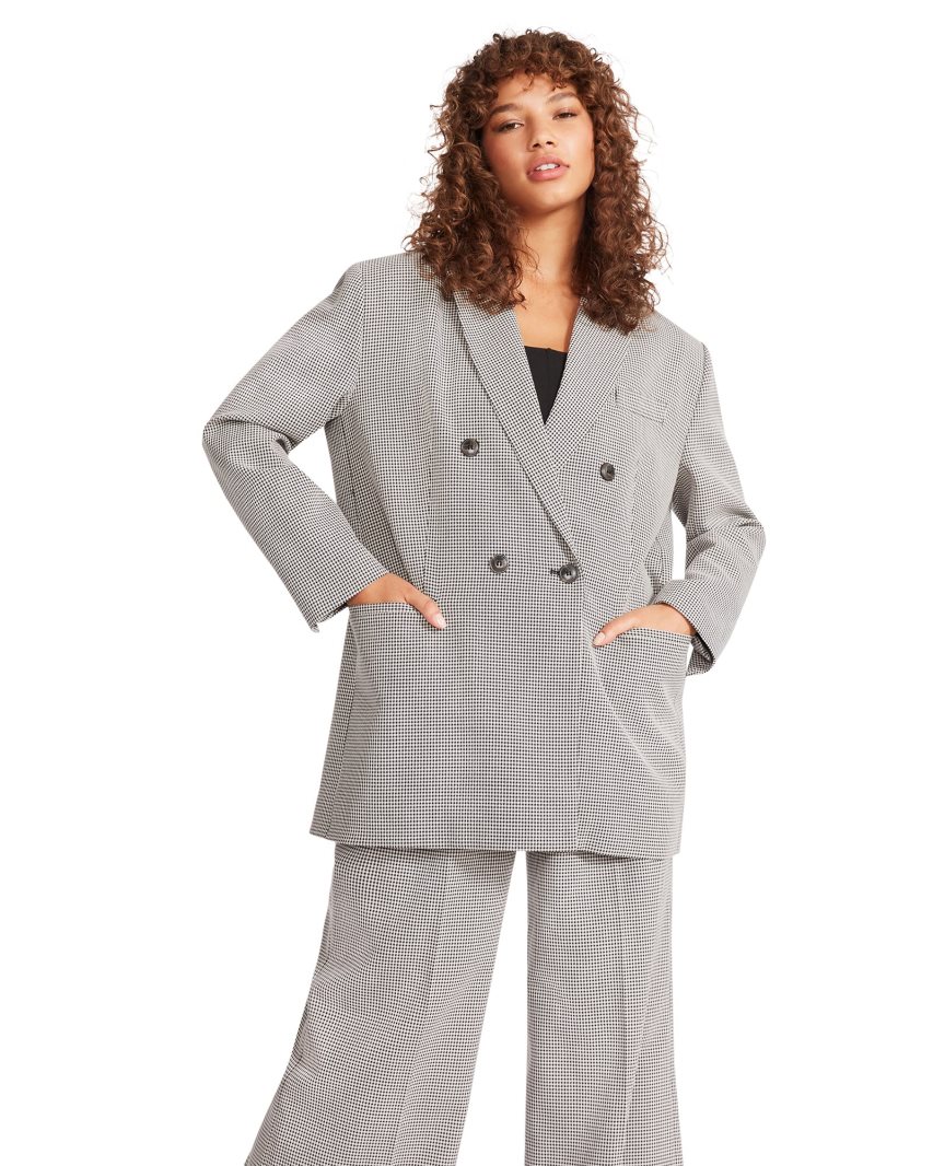 Grey Steve Madden Isabella Plaid Women's Blazers | NYJPV4023