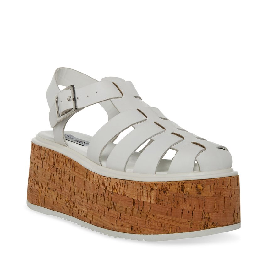 Grey Steve Madden Lazlo Leather Women's Platform Sandals | NIHMS6459