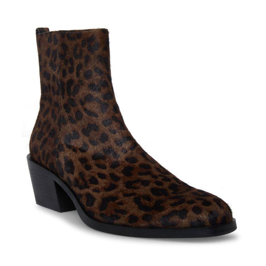 Leopard Steve Madden Richie Men's Ankle Boots | ZSBYF9610