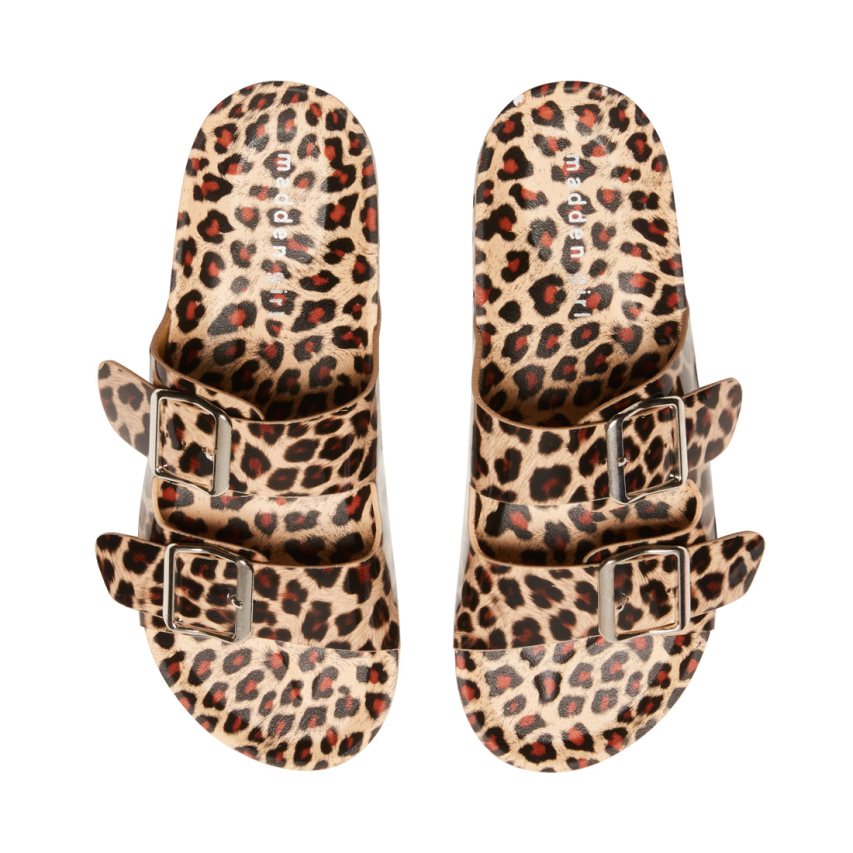 Leopard Steve Madden Teddy-t Women's Slides | JHVUR7586