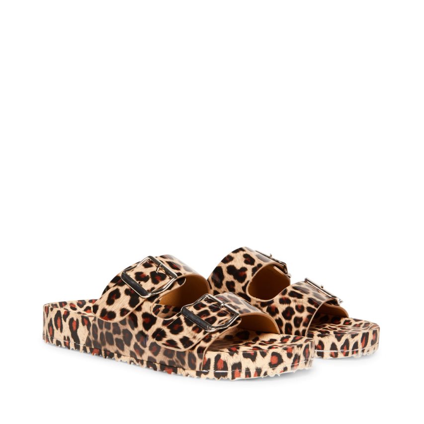 Leopard Steve Madden Teddy-t Women\'s Slides | JHVUR7586