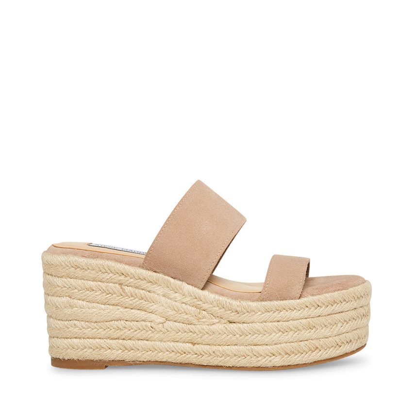 Light Brown Steve Madden Jane Suede Women\'s Wedges | HMPAL0631