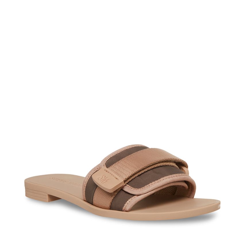 Light Brown Steve Madden Janelle Women\'s Slides | SEMHF7265