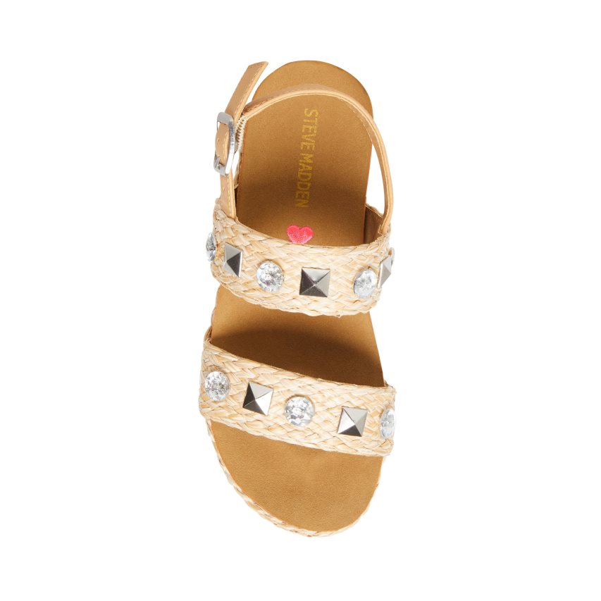 Light Brown Steve Madden Jgemston Raffia Kids' Platform Sandals | YIJNP7132