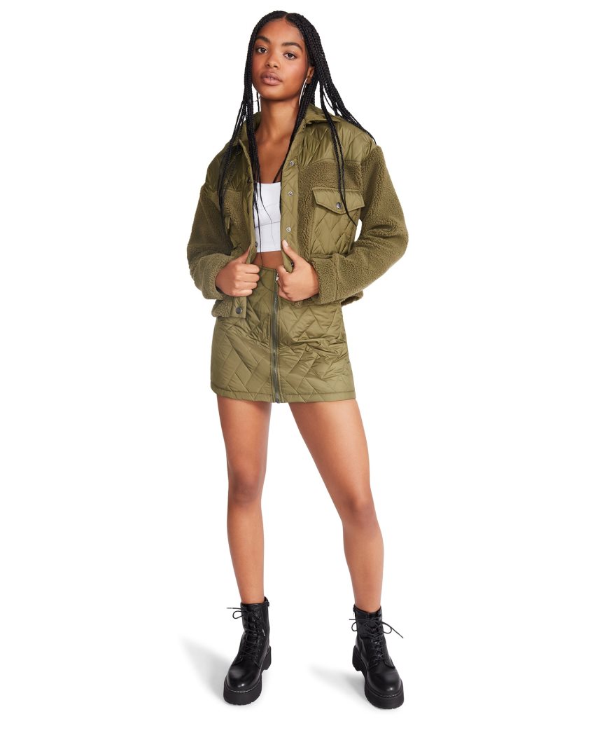 Olive Steve Madden Iris Women's Jackets | NAEGB2687