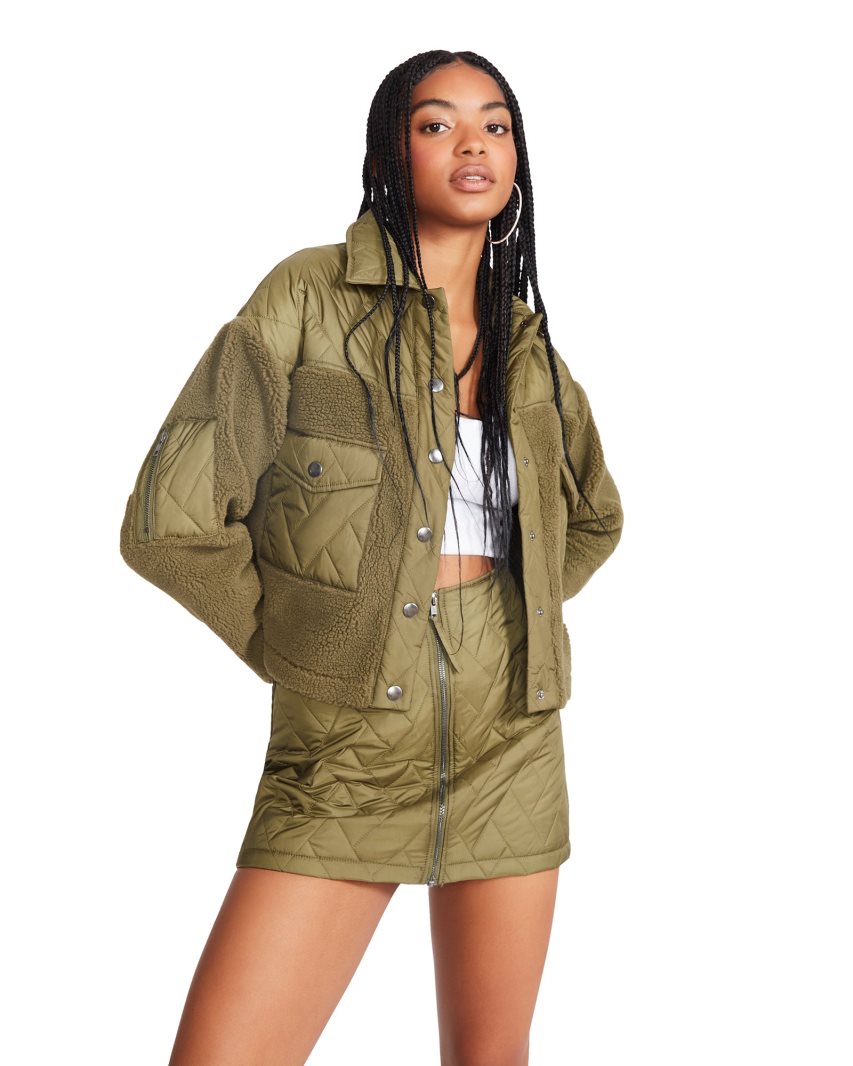 Olive Steve Madden Iris Women's Jackets | NAEGB2687