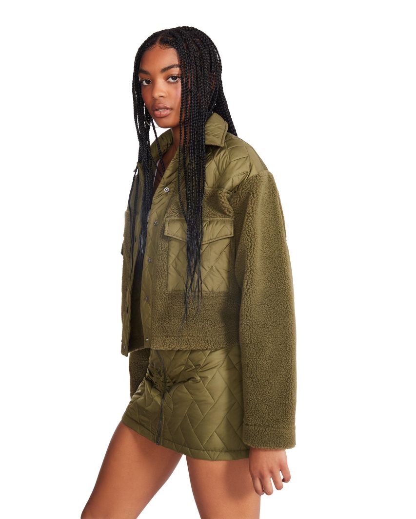 Olive Steve Madden Iris Women's Jackets | NAEGB2687