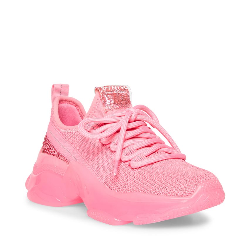 Pink Steve Madden Jmaxima Neon Kids' Sneakers | FEGHM9653