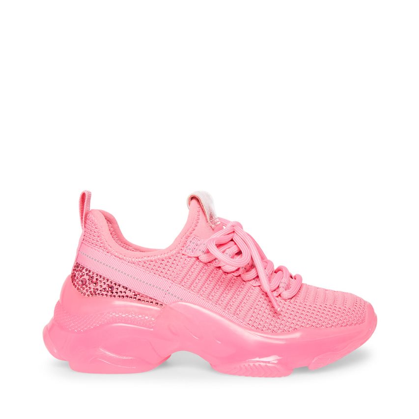 Pink Steve Madden Jmaxima Neon Kids\' Sneakers | FEGHM9653