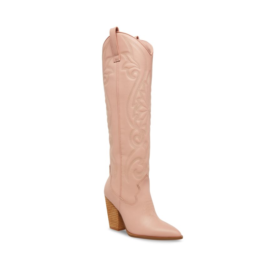 Pink Steve Madden Lasso Leather Women's Knee-high Boots | UDIRW3864