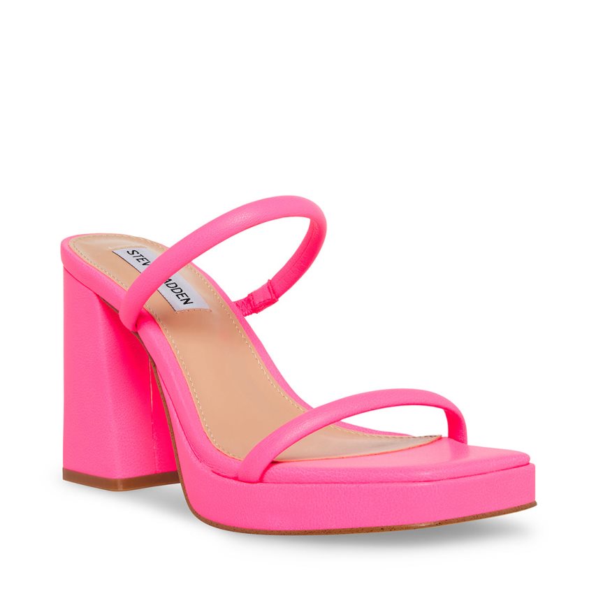 Pink Steve Madden Polly Fuchsia Women's Heels Sandals | RANSJ6781