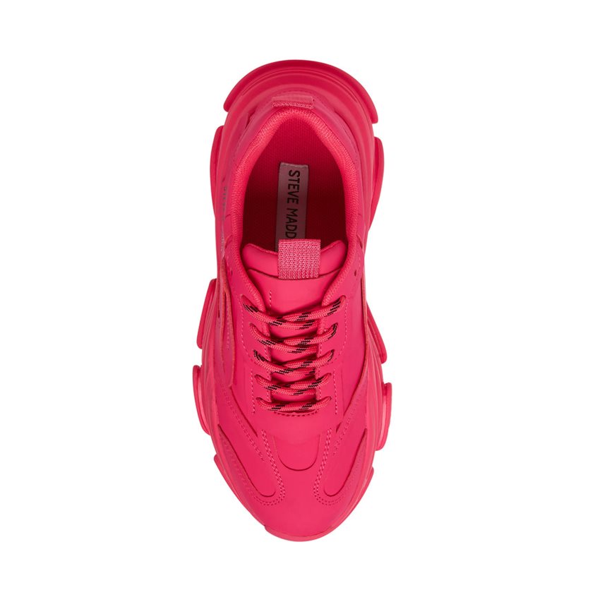 Pink Steve Madden Possession Neon Women's Sneakers | XIUEH9125