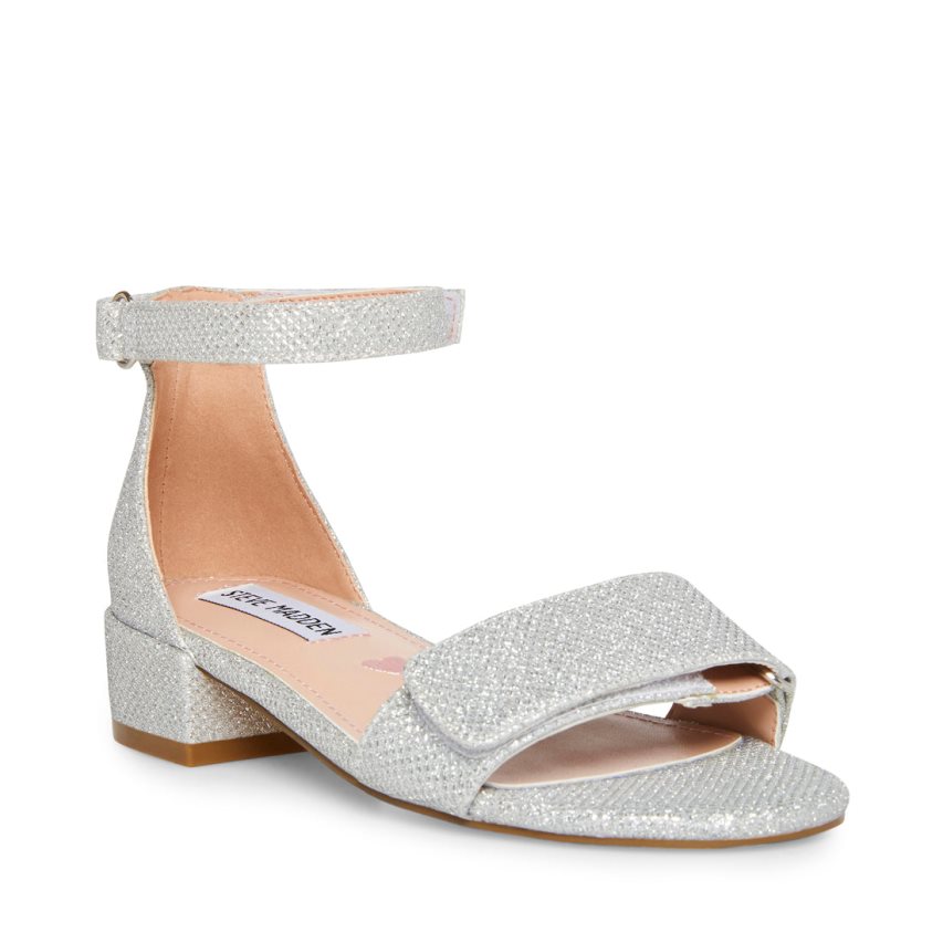 Silver Steve Madden Airenne Kids' Heels Sandals | 12VGLF5326