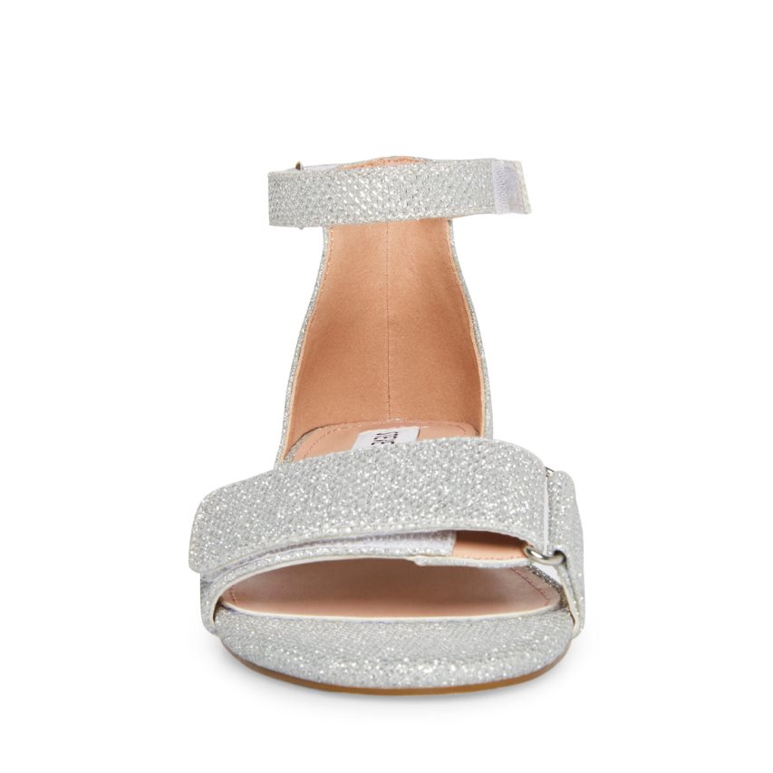 Silver Steve Madden Airenne Kids' Heels Sandals | 12VGLF5326