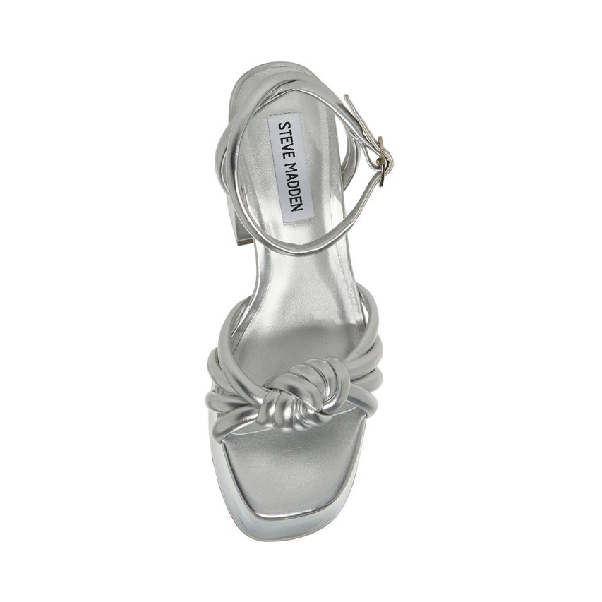 Silver Steve Madden Bonnie Women's Heels Sandals | RDIUL8540