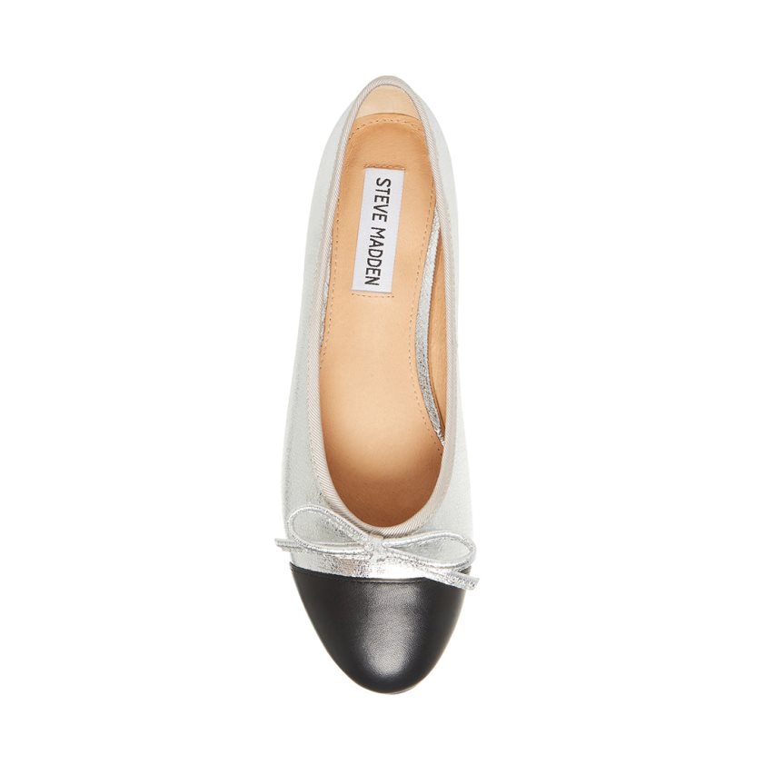 Silver Steve Madden Ellison Women's Ballet Flats | NXCFV6905