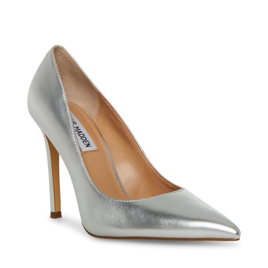 Silver Steve Madden Evelyn Women's Heels | VBUJC7308