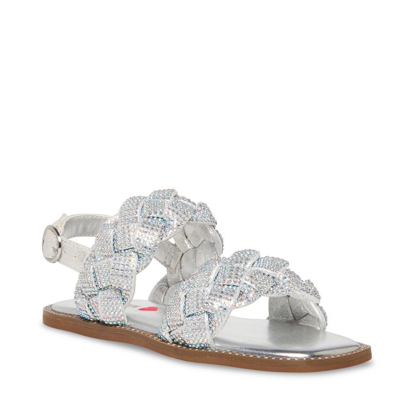 Silver Steve Madden Jnewbie Kids' Flat Sandals | J12RNE7918