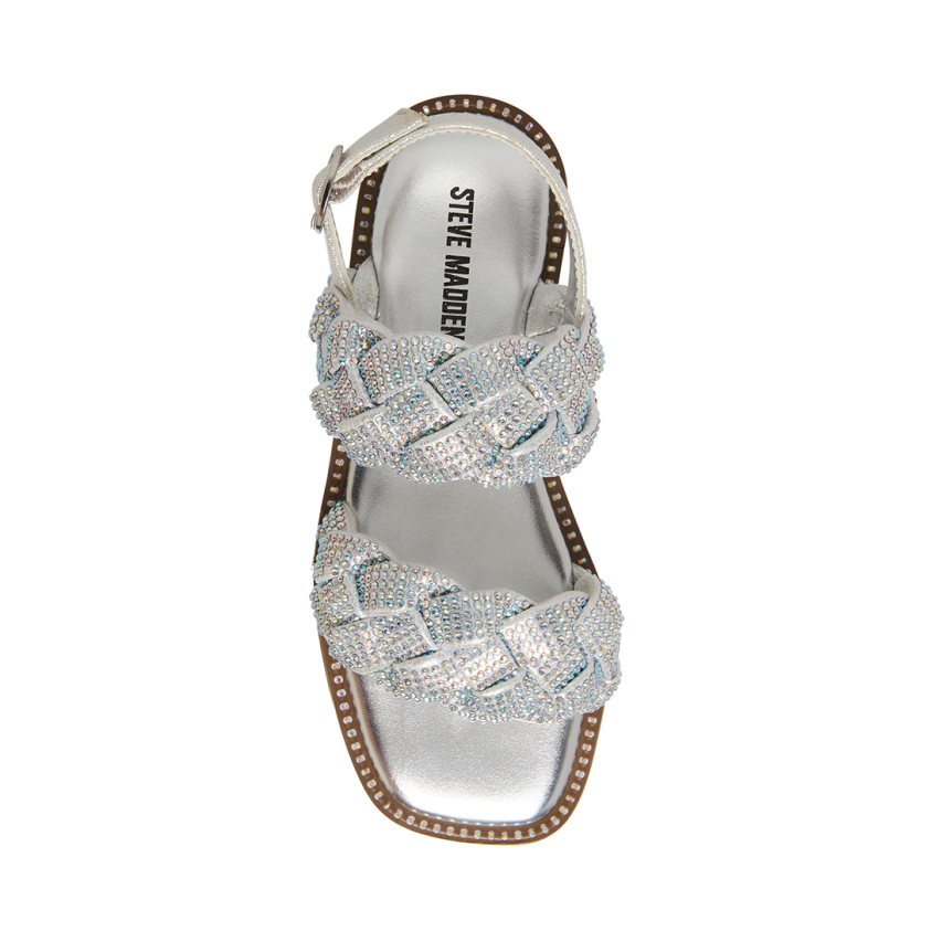 Silver Steve Madden Jnewbie Kids' Flat Sandals | J12RNE7918