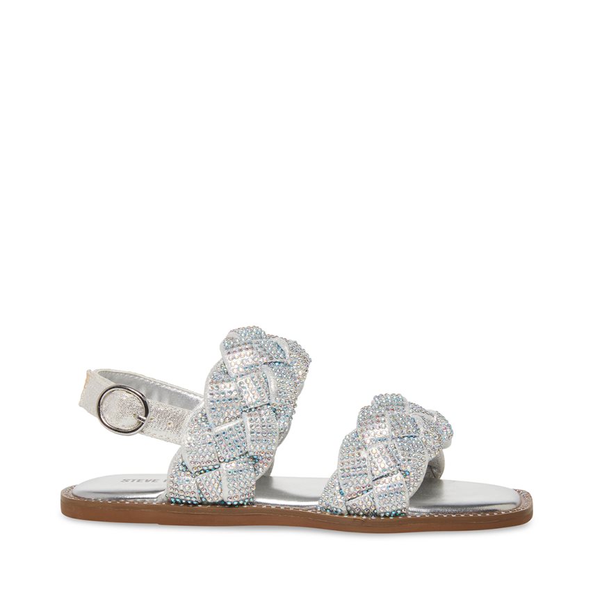 Silver Steve Madden Jnewbie Kids\' Flat Sandals | J12RNE7918