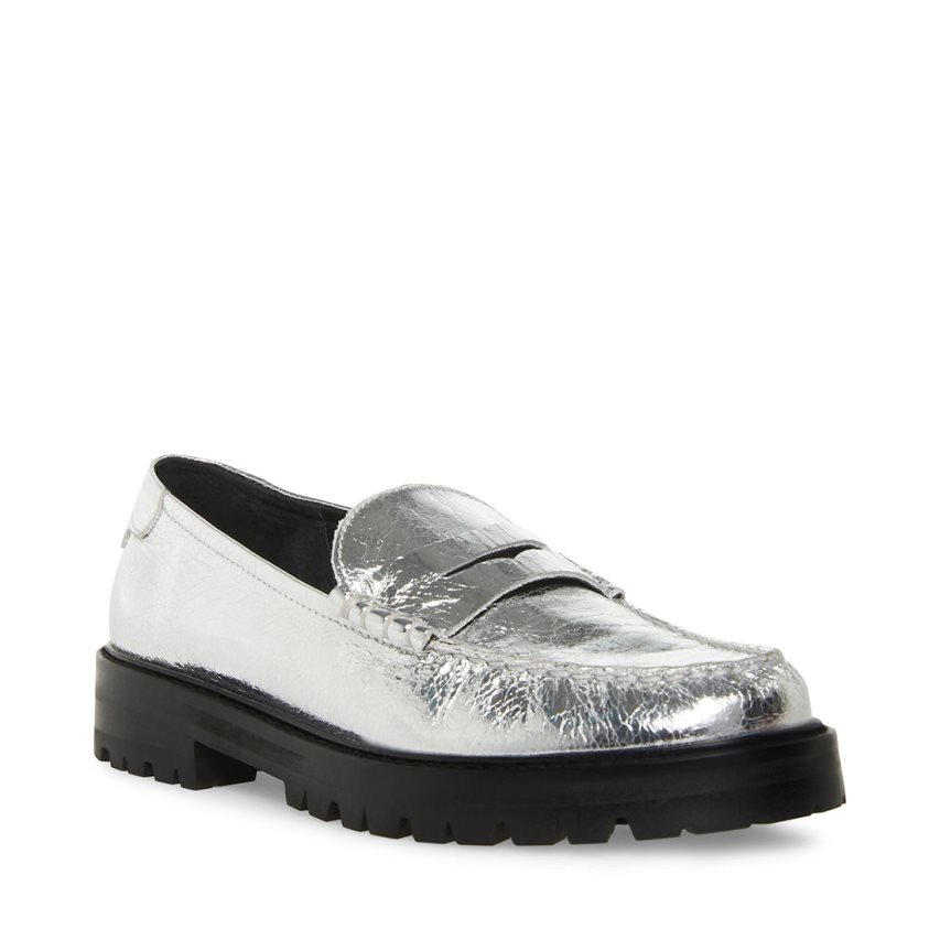 Silver Steve Madden Madelyn Women's Loafers | TZGXI6243