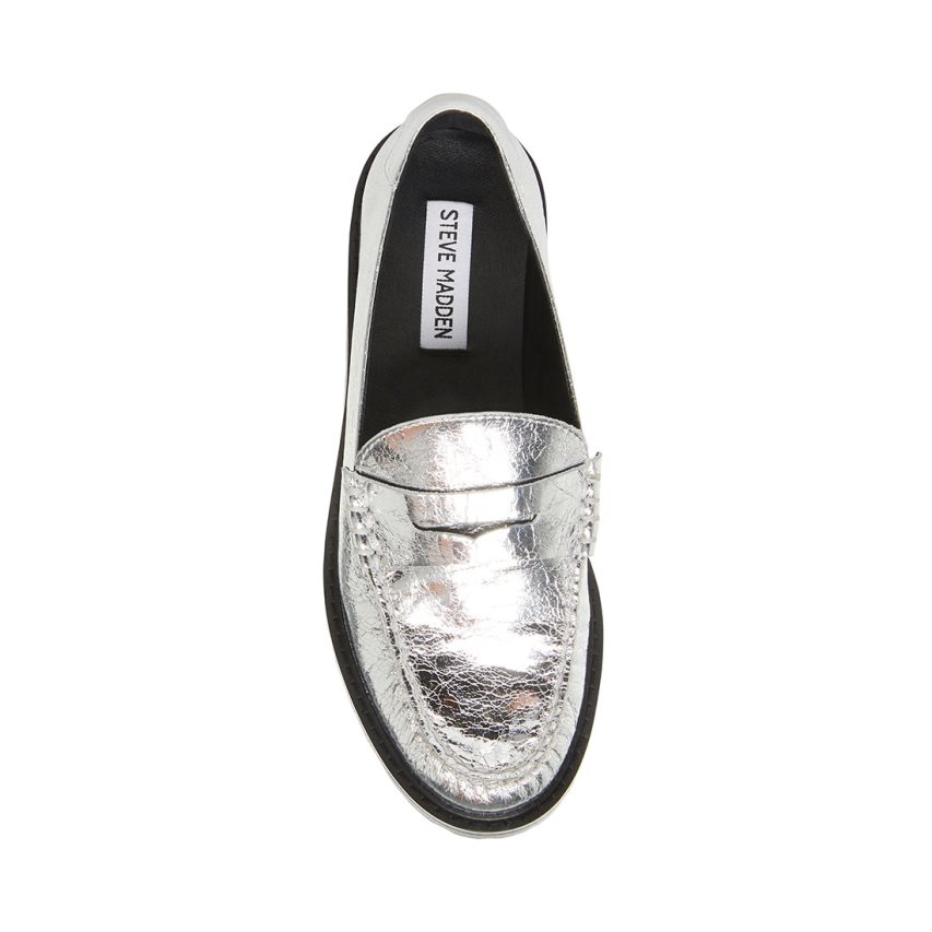 Silver Steve Madden Madelyn Women's Loafers | TZGXI6243