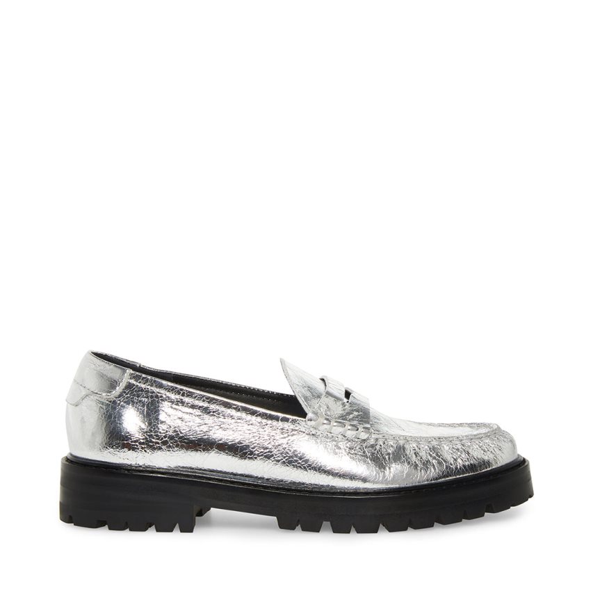 Silver Steve Madden Madelyn Women\'s Loafers | TZGXI6243