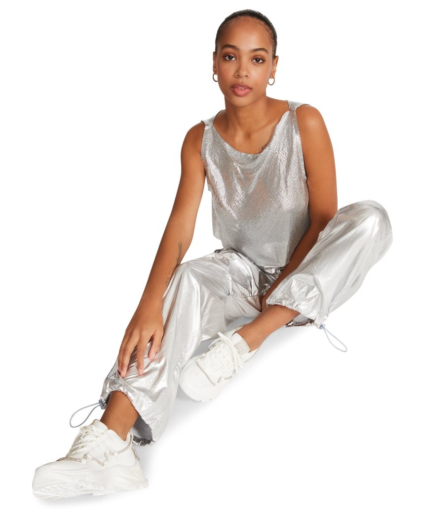 Silver Steve Madden Pia Parachute Women's Pants | 12OBVP0549