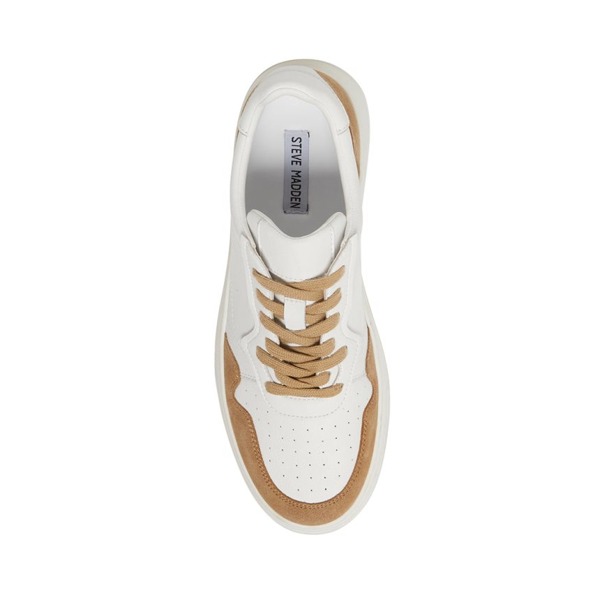 White / Brown Steve Madden Jorgee Suede Men's Sneakers | JZYDF7916