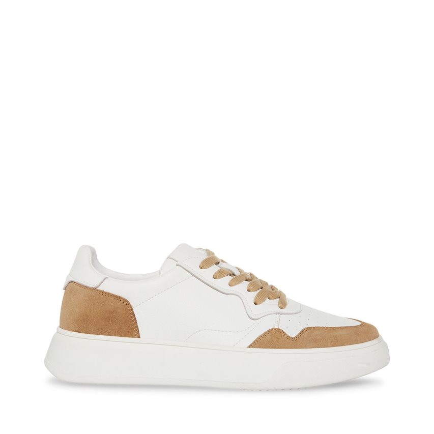 White / Brown Steve Madden Jorgee Suede Men\'s Sneakers | JZYDF7916