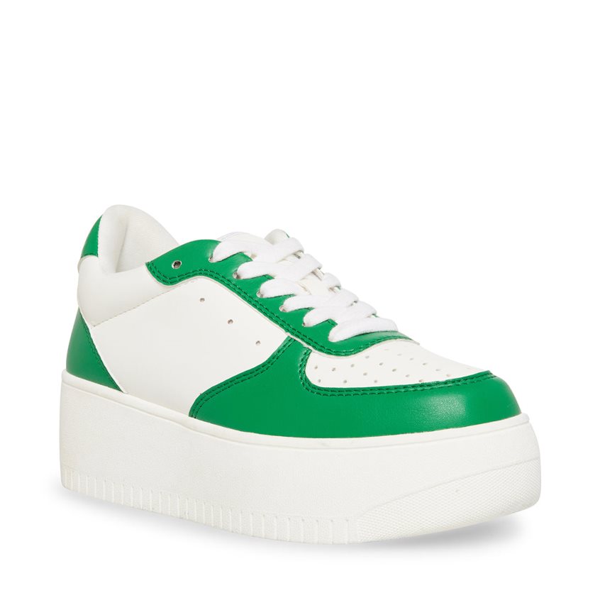 White / Green Steve Madden Rocket Women's Platform Shoes | AOIS129304