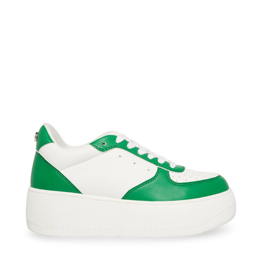 White / Green Steve Madden Rocket Women\'s Platform Shoes | AOIS129304