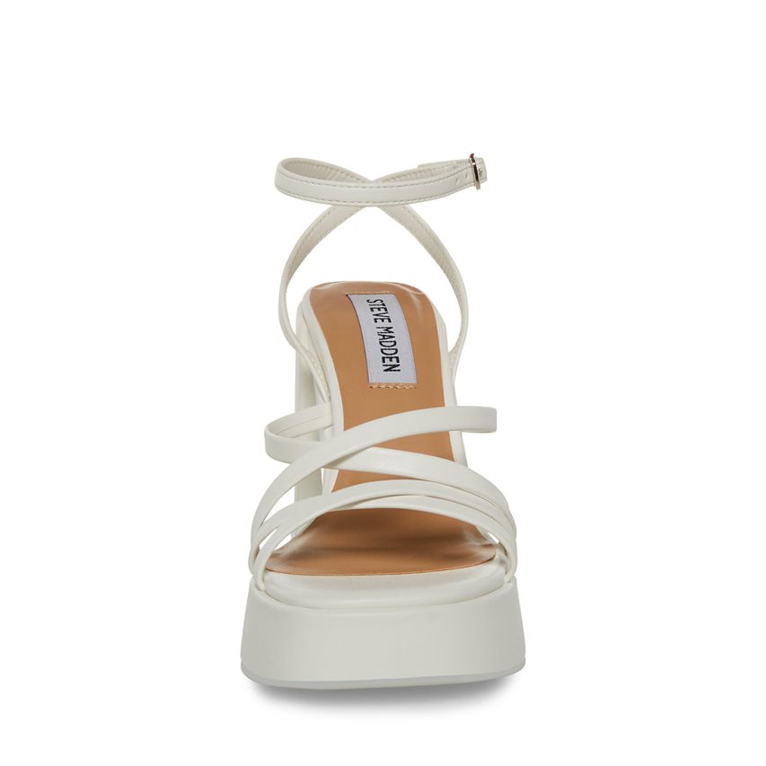 White Steve Madden Affection Women's Heels Sandals | IUXGJ6492