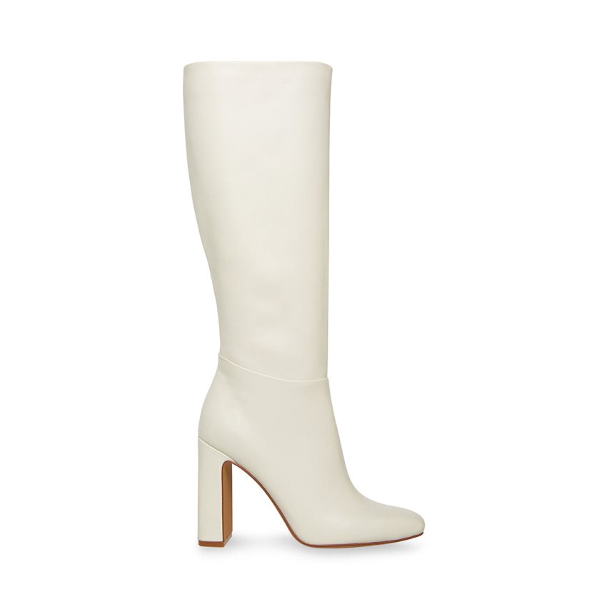 White Steve Madden Ally Leather Women\'s Knee-high Boots | 12KECG8965