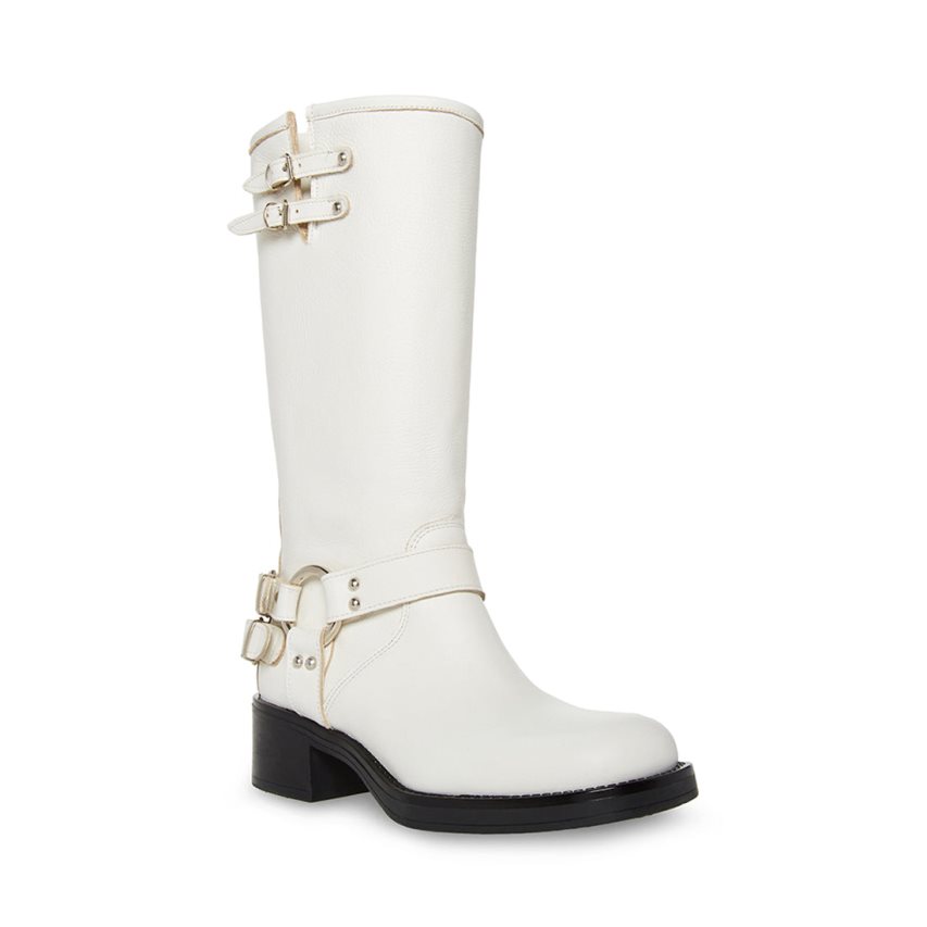 White Steve Madden Axelle Leather Women's High Boots | WBSIH4071