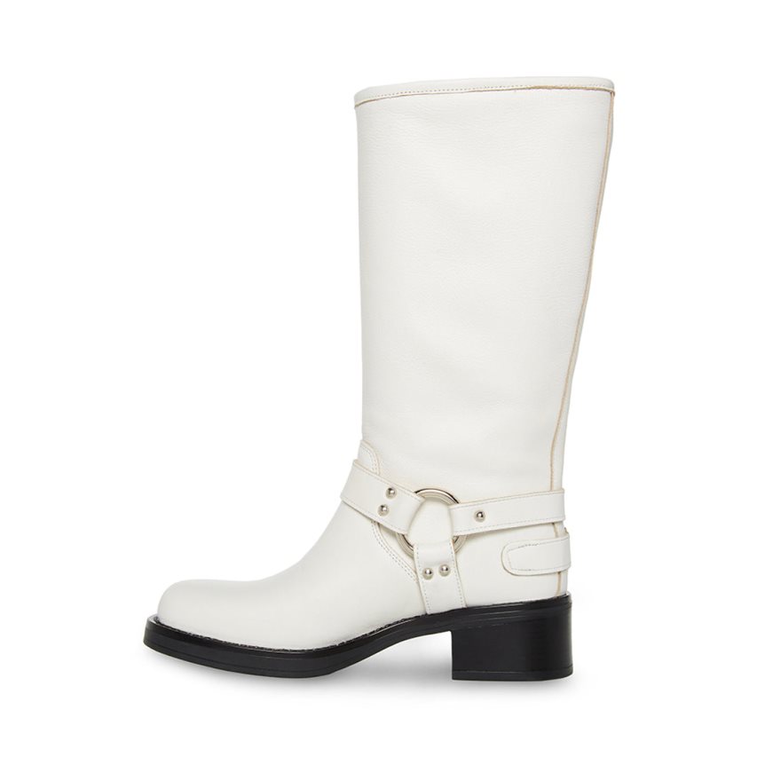 White Steve Madden Axelle Leather Women's High Boots | WBSIH4071