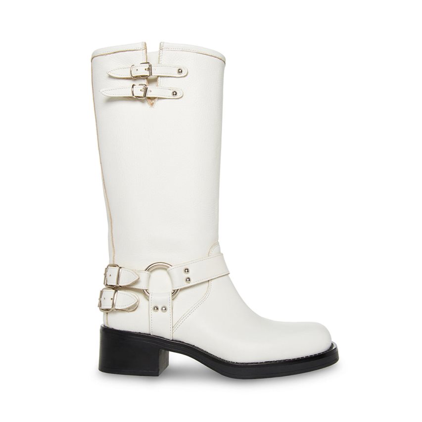 White Steve Madden Axelle Leather Women\'s High Boots | WBSIH4071