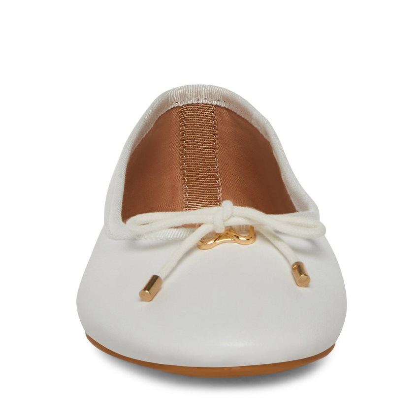 White Steve Madden Blossoms Leather Women's Ballet Flats | ZWKG129257