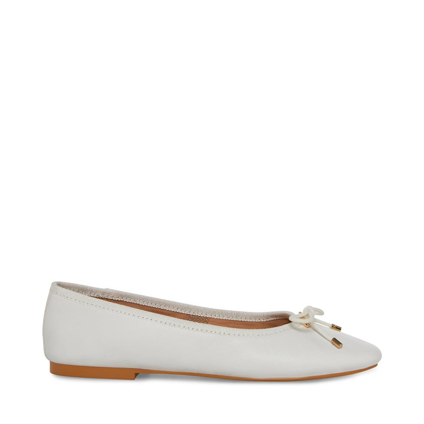 White Steve Madden Blossoms Leather Women\'s Ballet Flats | ZWKG129257