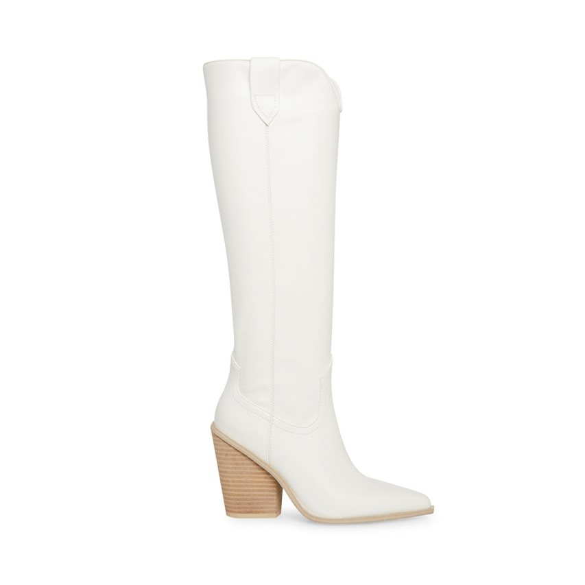 White Steve Madden Bronco Women\'s Knee-high Boots | GIDOE7496