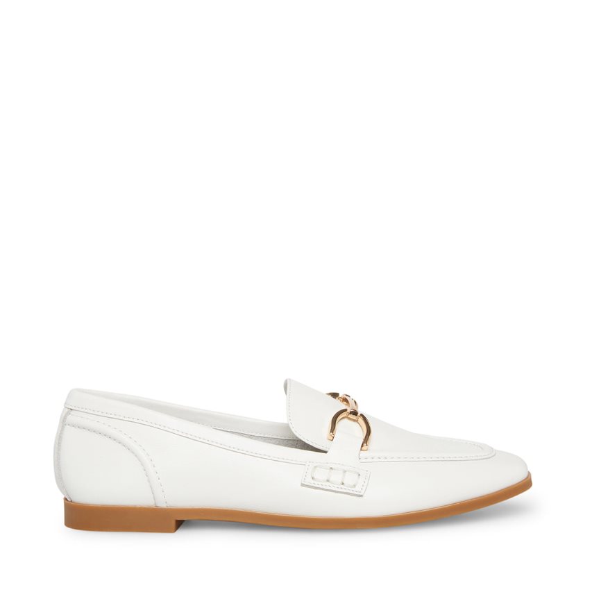 White Steve Madden Carrine Leather Women\'s Loafers | 12TKDM6481