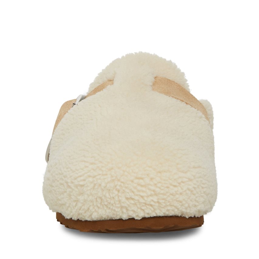 White Steve Madden Cuddle Women's Slides | UBFRH2954