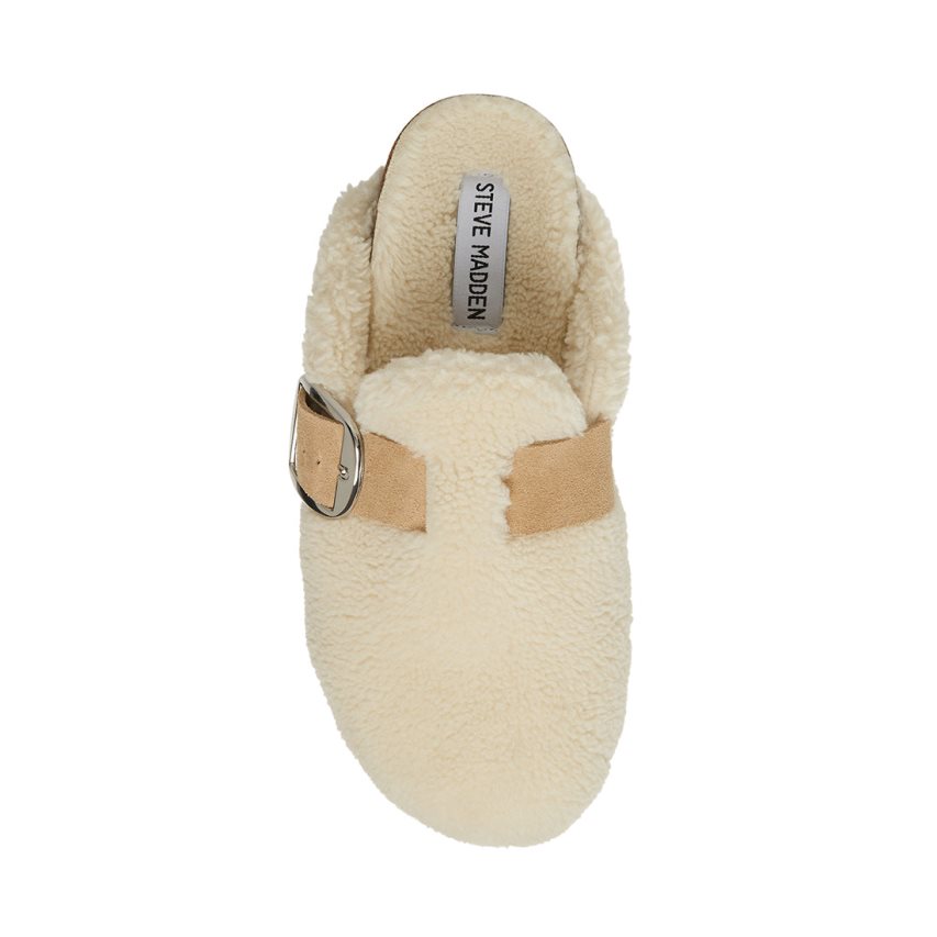 White Steve Madden Cuddle Women's Slides | UBFRH2954