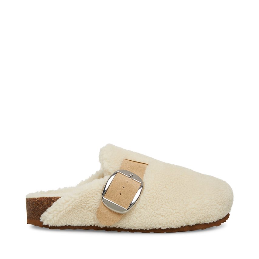 White Steve Madden Cuddle Women\'s Slides | UBFRH2954