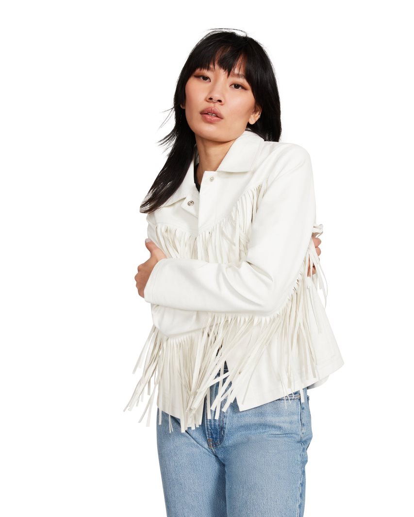 White Steve Madden Fringe Women's Jackets | NZOTJ6385